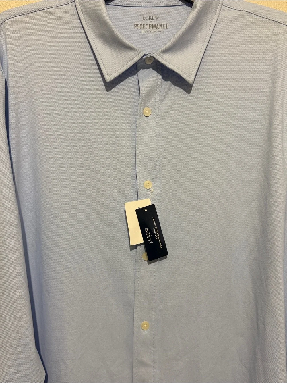 J. Crew All Day Performance Light Blue Men's Dress Shirt - Classic Collar